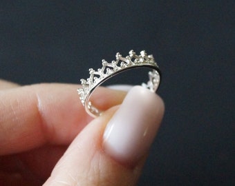925 Silver Delicate Crown Ring, 14k Gold Filled Dainty Crown Jewelry