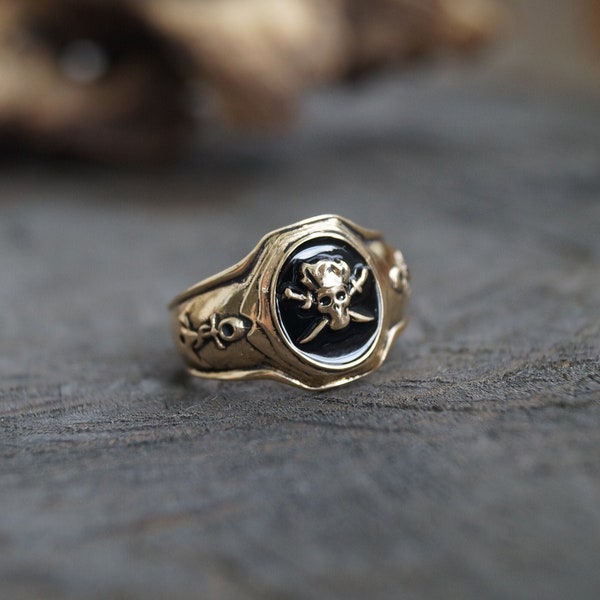 14k Gold Filled Pirate Skull Ring