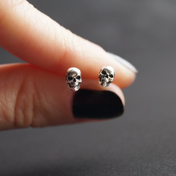 Tiny skull earrings Silver skull earrings Gold skull earrings