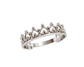 925 Silver Crown Dainty Ring, 14k Gold Filled Princess Crown Jewelry