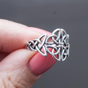 925 Silver Celtic Knot Dainty Engagement Ring Women, Wiccan Celtic Jewelry