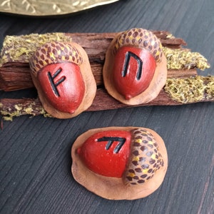 Acorn Runes Elder Futhark Polymer Clay Set of 6 or 25 / Norse Alphabet ...