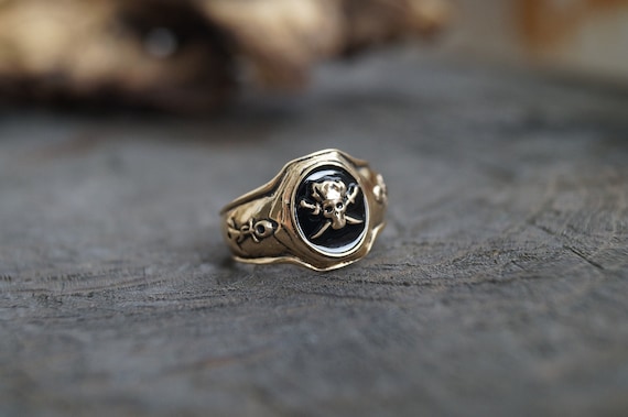 14Kゴールドフィルド海賊スカルリング - Etsy 日本