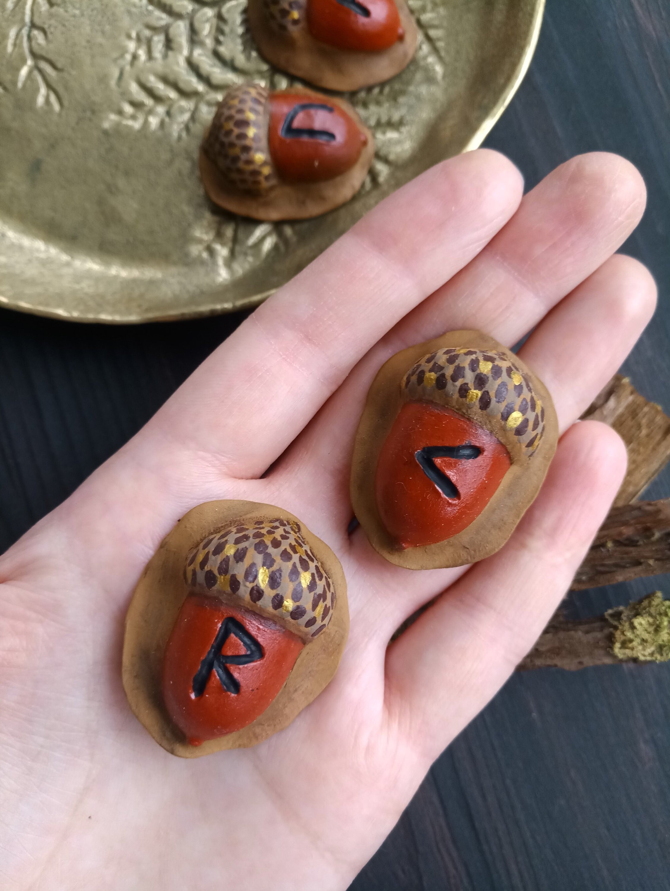 Acorn Runes Elder Futhark Polymer Clay Set of 6 or 25 / Norse Alphabet ...
