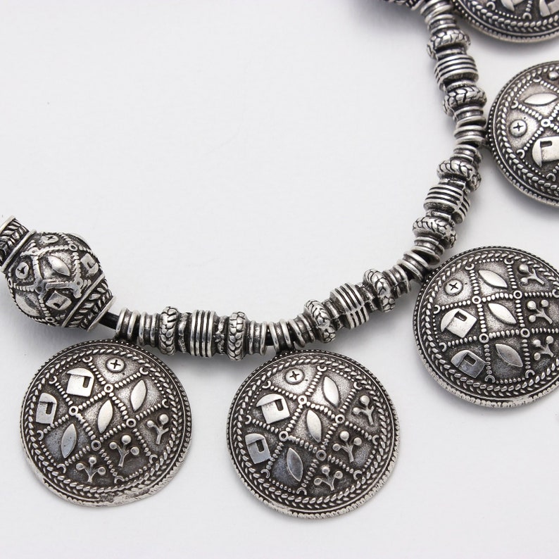 Silver plated Slavic ethnic necklace from Samite collection medieval necklace Valentines gift for girlfriend Statement necklace