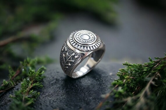925 Silver Latin Sayings Ring Mens Signet Ring - Etsy