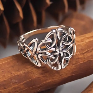 925 Silver Celtic Knot Dainty Engagement Ring Women, Wiccan Celtic Jewelry
