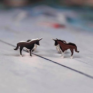 925 Silver Tiny Unicorn Stud Earrings