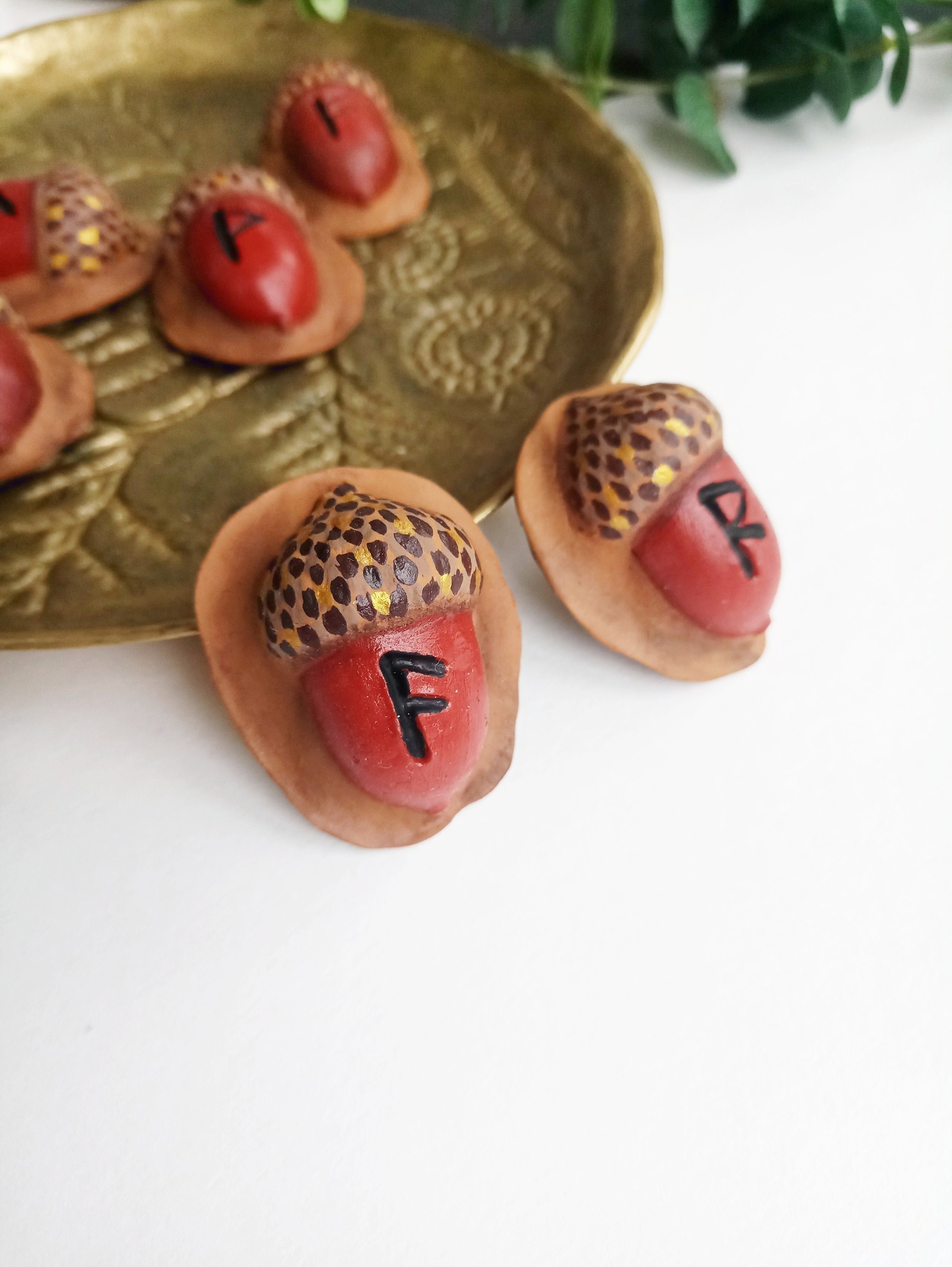 Acorn Runes Elder Futhark Polymer Clay Set of 6 or 25 / Norse Alphabet ...