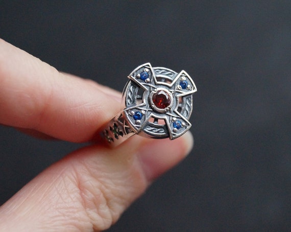 925 Silver Celtic cross ring, Sterling silver celtic ring, Mens celtic ring, Celtic ring women