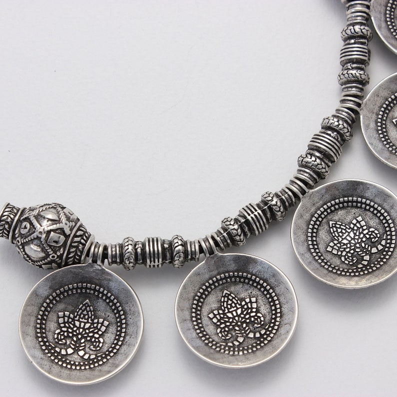Silver plated Slavic ethnic necklace from Samite collection medieval necklace Valentines gift for girlfriend Statement necklace
