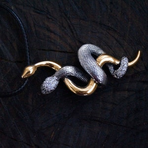 Witch necklace Silver snakes pendant