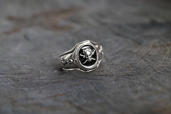 925 Sterling Silver Pirate ring, Biker jewelry
