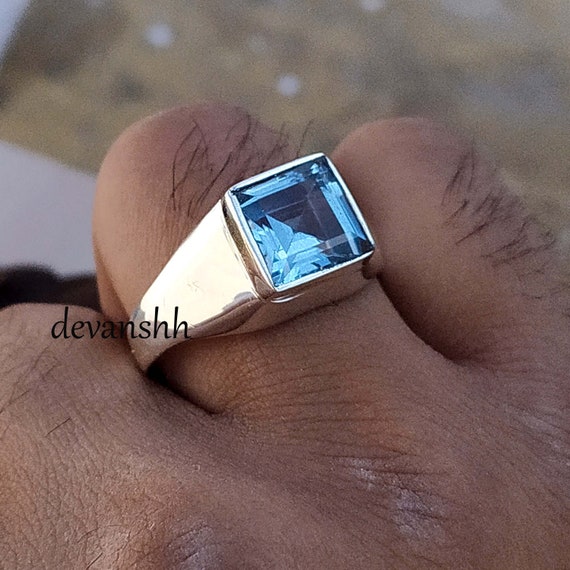 100% Blue Topaz Stone Ring at Rs 1500 in New Delhi | ID: 22134904497