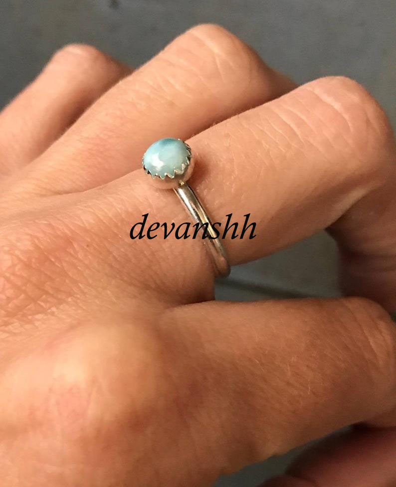 Boho Ring Statement Ring Gemstone Ring Designer Ring,Stone Ring,Women Ring,Crismistmas Gift Handmade Ring 925 Silver Ring Larimar Ring