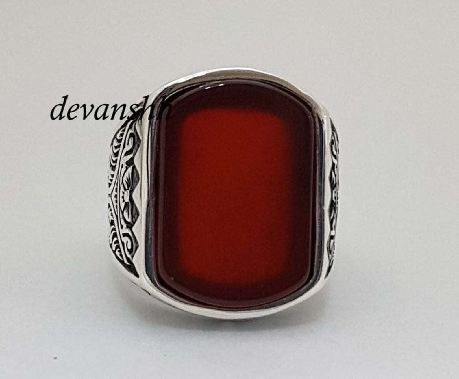 Carnelian Mens Ring Gemstone Mens Ring Signet Mens Ring | Etsy