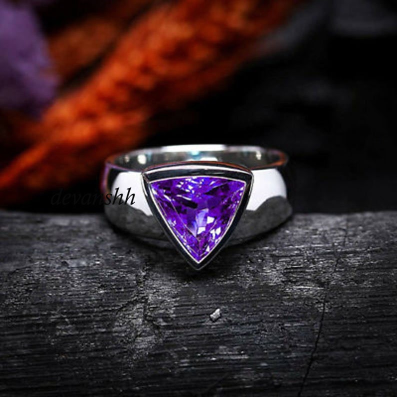 Handmade Amethyst Men's Ring 925 Sterling Silver Amethyst Etsy