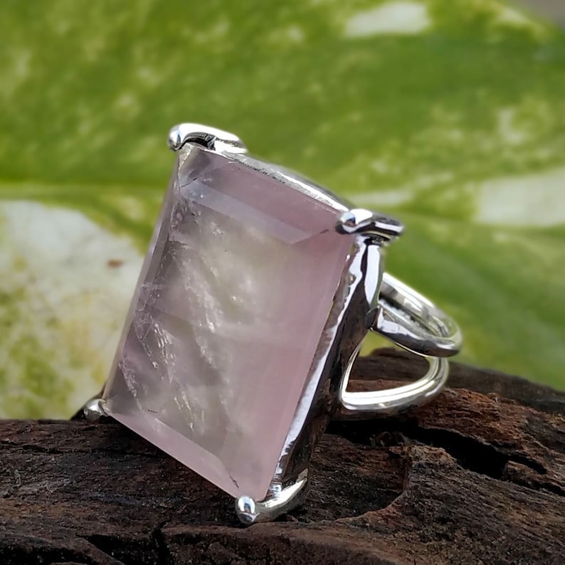 Rose Quartz Ring Rose Quartz Jewelry 925 Sterling Silver Etsy