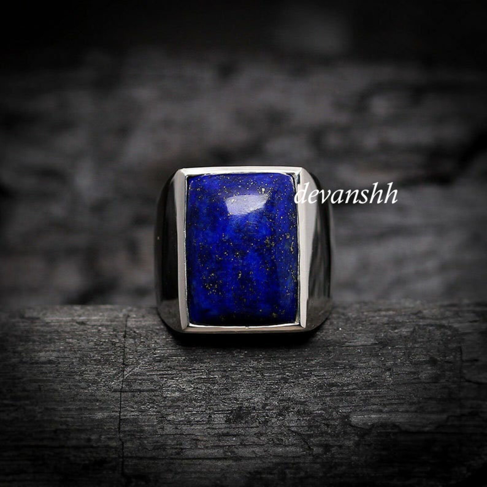 Lapis Lazuli Mens Ring 925 Sterling Silver Mens Rings Lapis Etsy
