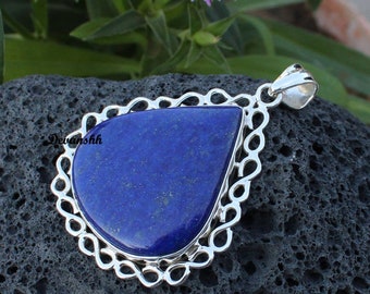 Lapis Pendant, Handmade Pendant, Statement Pendant, Gemstone Pendant, Boho Pendant, 925 Silver Pendant, Women Pendant, Gift For Her