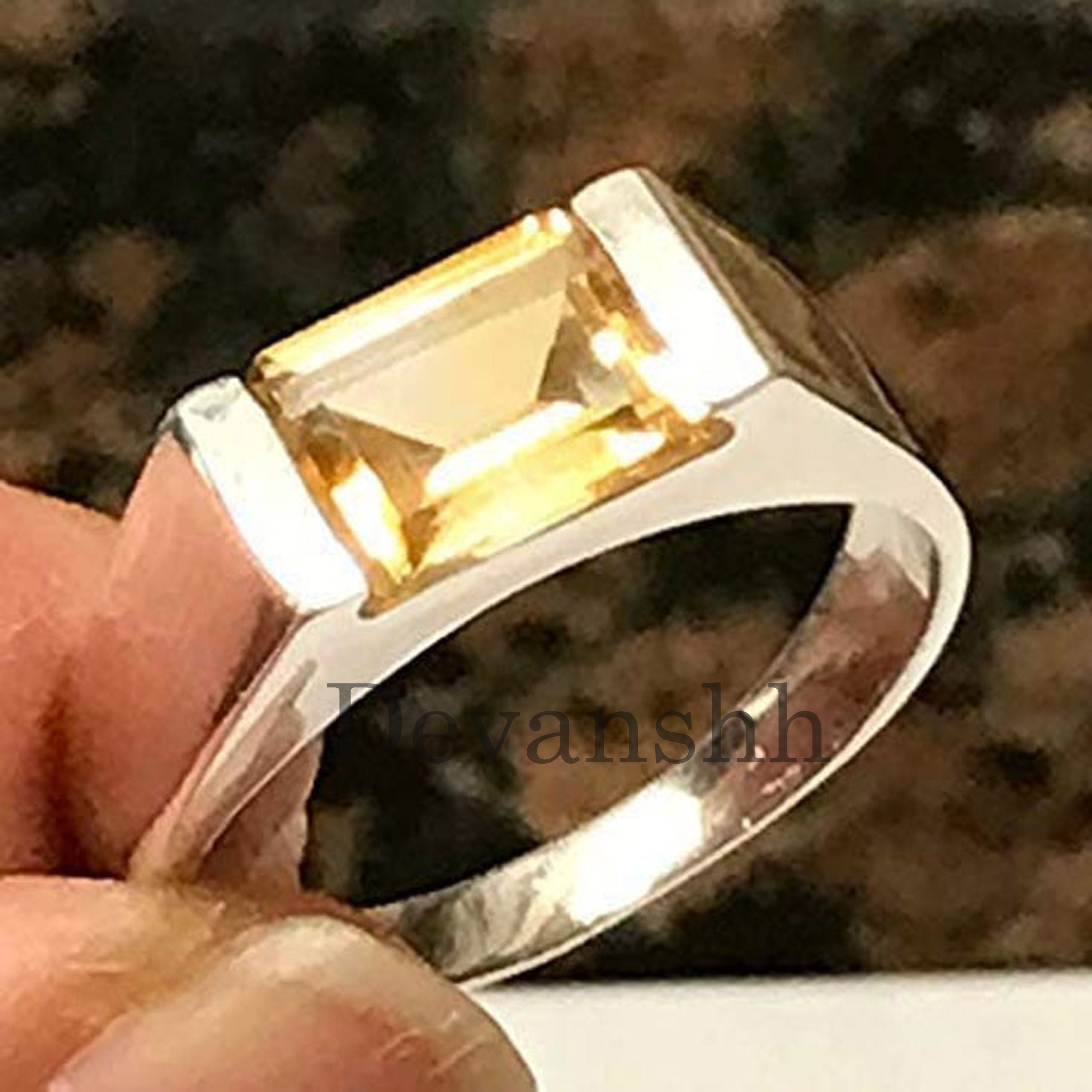 A Citrine Gemstone Men's Ring Citrine Men's Ring Etsy