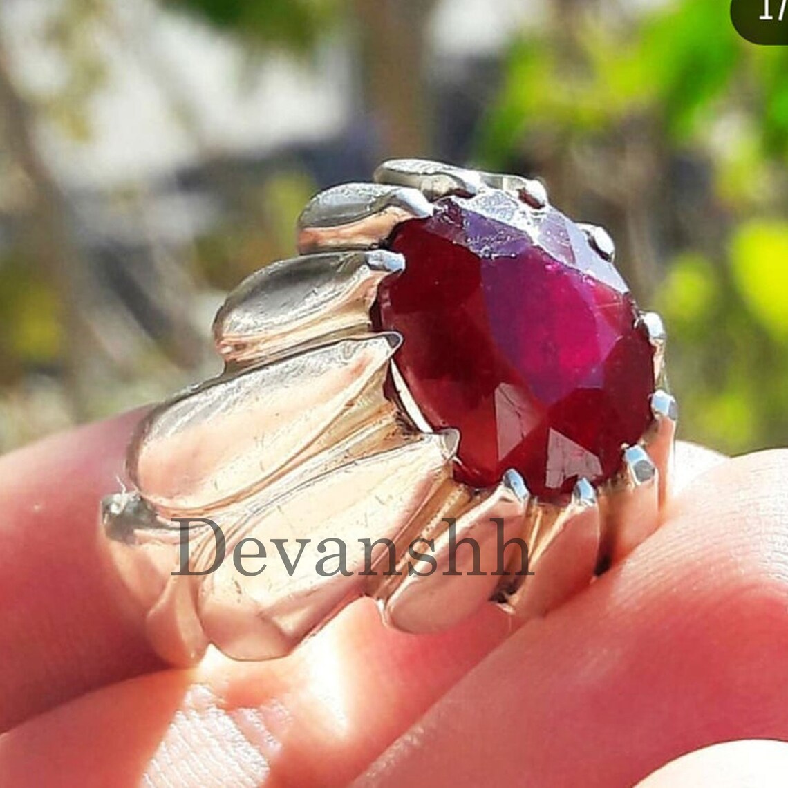 Red Ruby Mens Ring Gemstone Men's Ring 925 Sterling | Etsy