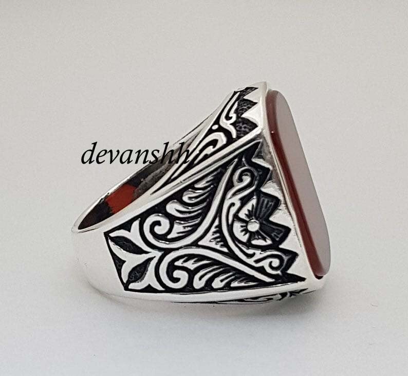 Carnelian Mens Ring Gemstone Mens Ring Mens Ring Etsy