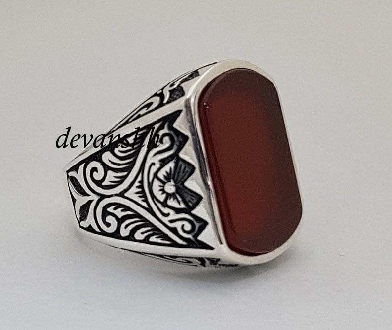 Carnelian Mens Ring Gemstone Mens Ring Mens Ring Etsy