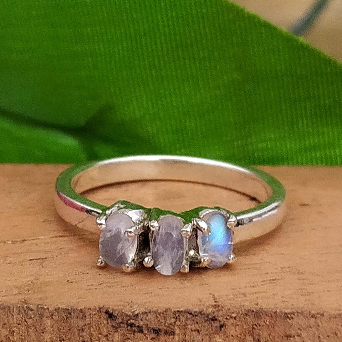 Rainbow Moonstone Ring