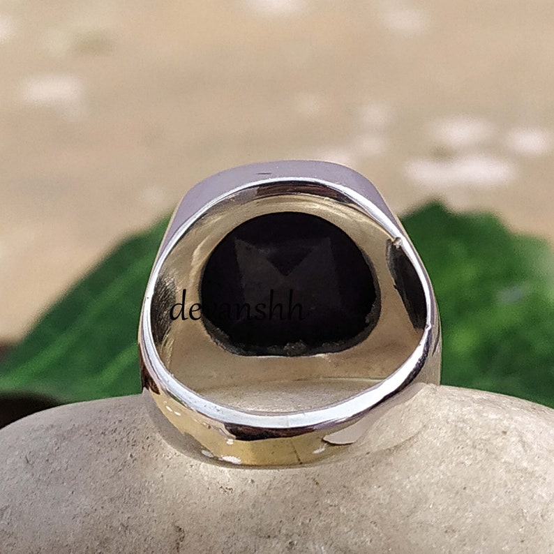 Blue Sapphire Ring Silver Men's Ring Sterling Silver - Etsy