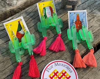 Cactus earrings Beautiful Mexican earrings “Muy Mexicanos” very feminine and comfortable Every day earrings Color de Mexico