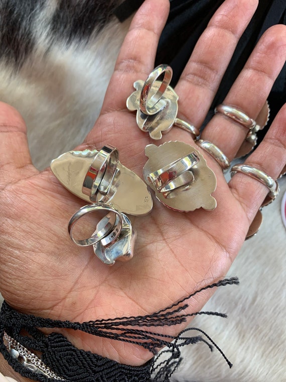 Natural Spiny Oyster and .925 Sterling Silver Rings Authentic