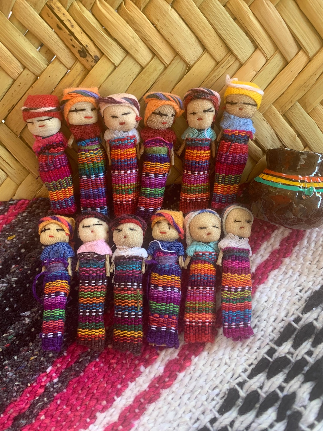 Handmade Cotton Worry Dolls from Guatemala (Pair), 'Two Mothers