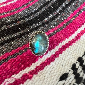 Genuine labradorite rings Authentic .925 sterling silver rings from Taxco Mexico Healing stones Stunning craftsmanship Protective amulet Oval 1 moon