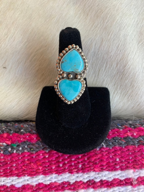 Genuine turquoise & sterling silver rings Authentic gemstones Beautiful Stunning craftsmanship Adjustable Silver rings from Taxco Mex.