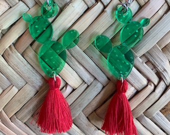 Mexican cactus earrings Beautiful artisan jewelry Authentic from Mexico Aretes mexicanos laser cut Cactus lovers Valentine&#39;s gift for her