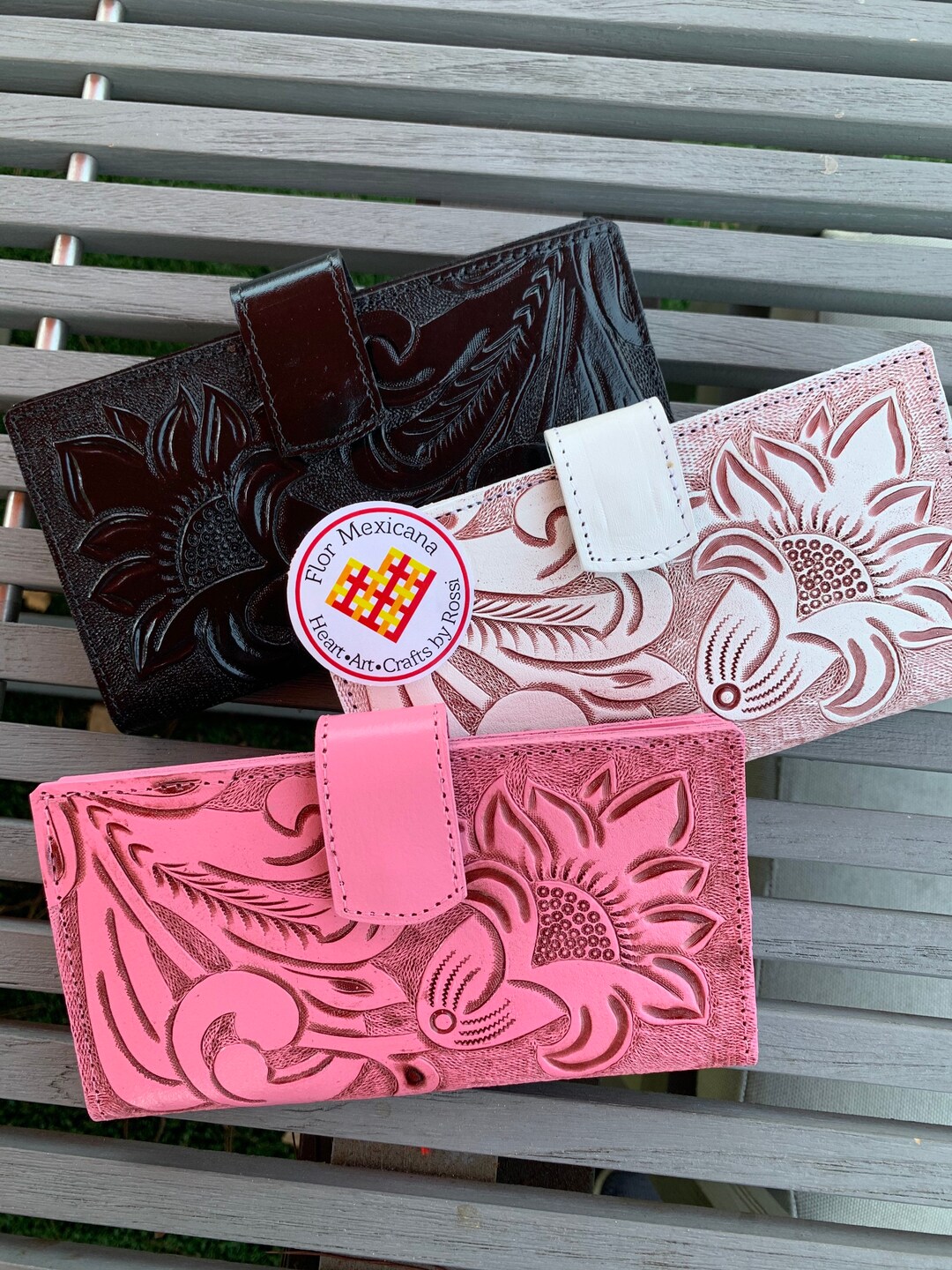 Hand Tooled Womens Wallet Stunning Medium Size Wallet Bifolded Genuine Leather 100 Handcrafted