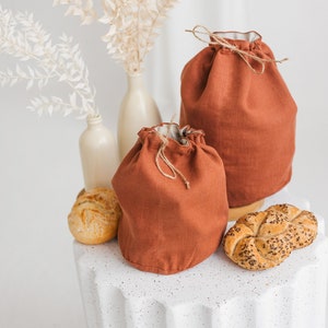 Linen Bread Loaf Bag • Bakery and Vegetable Bag • PLAIN COLORS