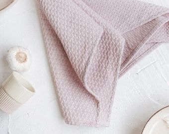 Pale Pink Linen Tea Towel • Thick and Durable Kitchen Towel • Cotton Rich Linen Fabric • Handmade Dish Towel