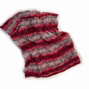 Mohair-Snood-Infinity-Schal • Superweicher Melange-Winterschal • Burgunderroter Mohair-Angora-Schal