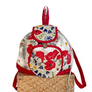 Linen Backpack Womens Girls Drawstring Boho Bag Festival Rucksack Light Summer Accessory WILDFLOWERS image 5