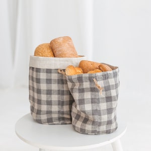 Linen Bread Bag: Buffalo Plaid Bakery & Vegetable Storage