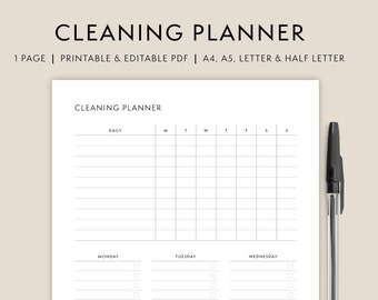 Cleaning Schedule Printable  |  Weekly Cleaning Schedule  |  ADHD Cleaning  |  Cleaning Checklist  |  ADHD Cleaning Checklist  |  Printable