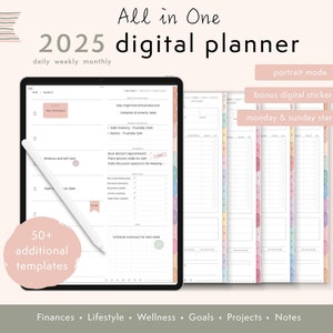2025 Digital Planner  |  Goodnotes Planner  |  Digital Planner for iPad or Tablet  |  Dated Daily, Weekly & Monthly Planner  |  Rainbow