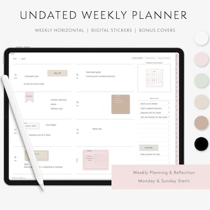 Undated Weekly Digital Planner  |  Weekly To Do List  |  Weekly Overview  |  Goodnotes Template  |  iPad Planner  |  Hyperlinked Planner