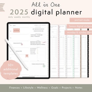 2025 Digital Planner  |  Goodnotes Planner  |  iPad Planner  |  Dated Digital Planner  |  Monthly, Weekly, Daily Planner  |  Notability