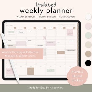 Undated Weekly Planner  |  Weekly Schedule  |  Undated Digital Planner  |  Digital Planner for Goodnotes or Notability  |  iPad Planner