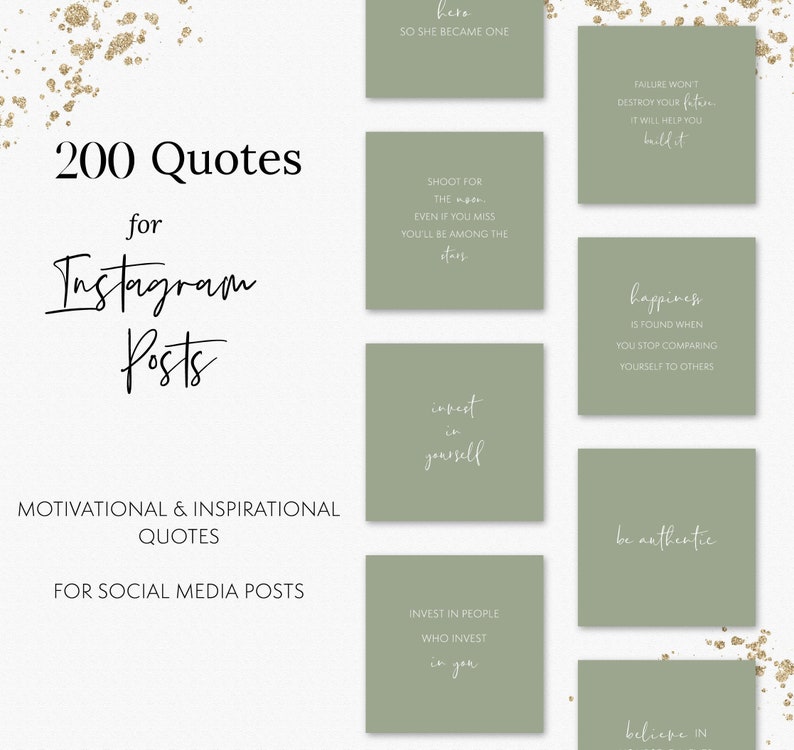 200 Quotes for Instagram Posts Green Theme Pre-made Quotes | Etsy