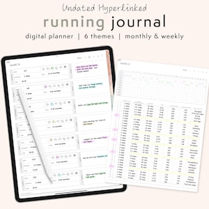 Running Digital Journal  |  Monthly & Weekly Running Trackers  |  iPad Planner for Runners  |  Running Journal  |  Running Log