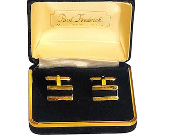 Paul Fredrick, Makers Of Fine Shirts, (Vintage) Gold-tone Cufflinks & Case   “New”
